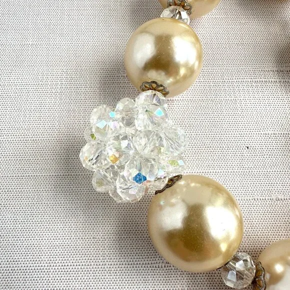 90s Statement Necklace, Chunky Pearls & Crystals - Picture 4 of 10